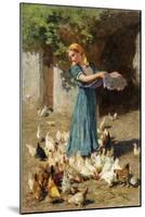 Feeding the Chickens-Luigi Rossi-Mounted Premium Giclee Print