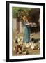 Feeding the Chickens-Luigi Rossi-Framed Giclee Print