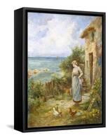 Feeding the Chickens-Ernest Walbourn-Framed Stretched Canvas