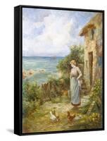 Feeding the Chickens-Ernest Walbourn-Framed Stretched Canvas