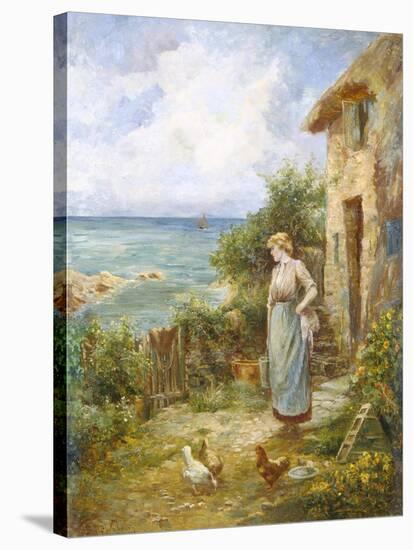 Feeding the Chickens-Ernest Walbourn-Stretched Canvas
