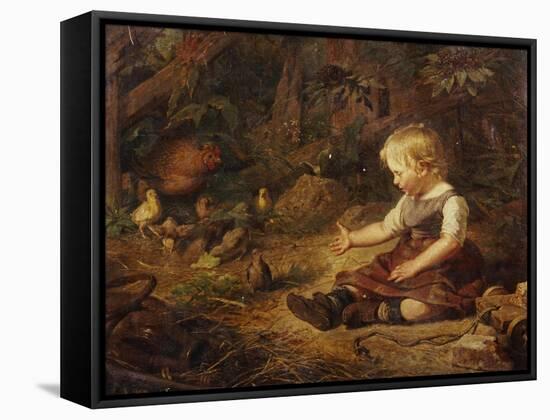 Feeding the Chickens-Hans Adolf Hornemann-Framed Stretched Canvas