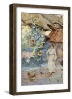 Feeding the Chickens-David Woodlock-Framed Giclee Print