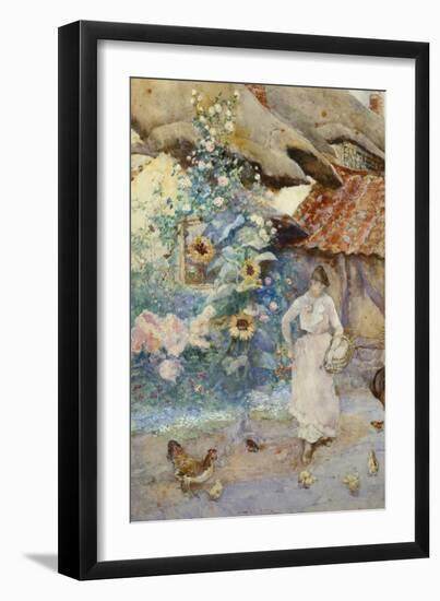 Feeding the Chickens-David Woodlock-Framed Giclee Print