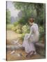 Feeding the Doves-Ernest Walbourn-Stretched Canvas