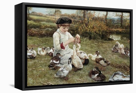 Feeding the Ducks-Edward Killingworth Johnson-Framed Stretched Canvas