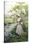 Feeding the Ducks-Alfred Augustus Glendenning-Stretched Canvas