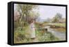 Feeding the Ducks-Ernest Walbourn-Framed Stretched Canvas