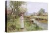 Feeding the Ducks-Ernest Walbourn-Stretched Canvas