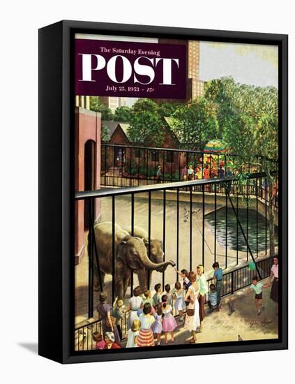 "Feeding the Elephants" Saturday Evening Post Cover, July 25, 1953-John Clymer-Framed Stretched Canvas