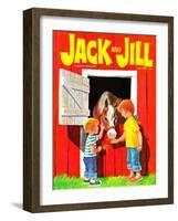 Feeding the Horse - Jack and Jill, July 1966-Beth Krush-Framed Premium Giclee Print