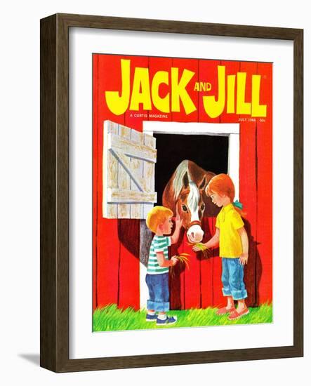 Feeding the Horse - Jack and Jill, July 1966-Beth Krush-Framed Premium Giclee Print