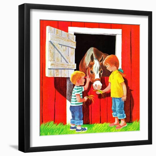 Feeding the Horse - Jack & Jill-Beth Krush-Framed Giclee Print