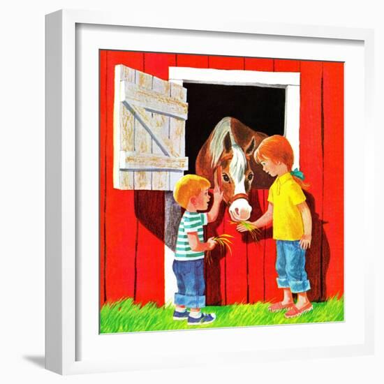 Feeding the Horse - Jack & Jill-Beth Krush-Framed Giclee Print