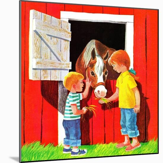 Feeding the Horse - Jack & Jill-Beth Krush-Mounted Giclee Print