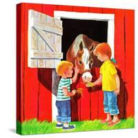 Feeding the Horse - Jack & Jill-Beth Krush-Stretched Canvas