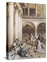Feeding the Pigeons, Piazza San Marco, Venice-Myles Birket Foster-Stretched Canvas