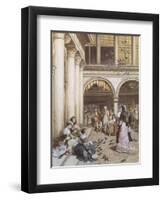 Feeding the Pigeons, Piazza San Marco, Venice-Myles Birket Foster-Framed Giclee Print