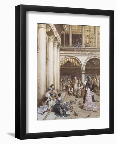 Feeding the Pigeons, Piazza San Marco, Venice-Myles Birket Foster-Framed Giclee Print