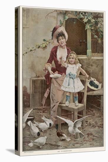 Feeding the Pigeons-Pinchant-Stretched Canvas