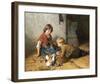 Feeding the Rabbits-Felix Schlesinger-Framed Premium Giclee Print