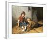 Feeding the Rabbits-Felix Schlesinger-Framed Premium Giclee Print