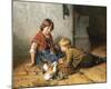 Feeding the Rabbits-Felix Schlesinger-Mounted Premium Giclee Print