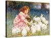 Feeding the Rabbits-Frederick Morgan-Stretched Canvas