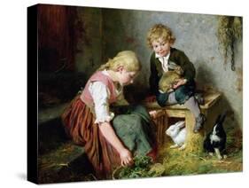 Feeding the Rabbits-Felix Schlesinger-Stretched Canvas