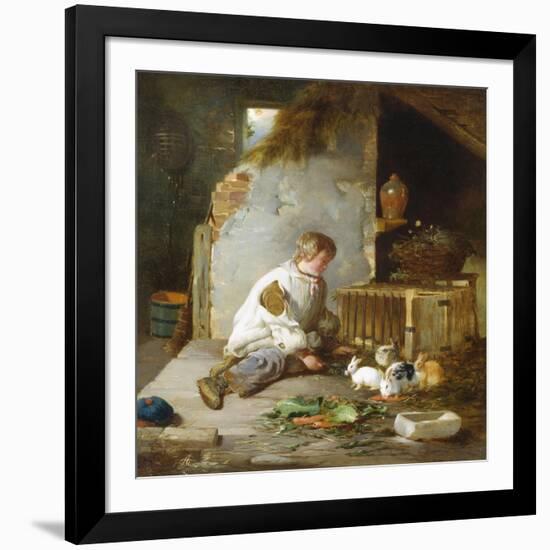 Feeding the Rabbits-Robert Farrier-Framed Giclee Print