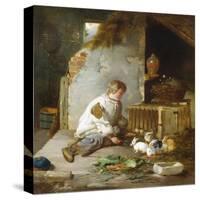 Feeding the Rabbits-Robert Farrier-Stretched Canvas