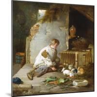 Feeding the Rabbits-Robert Farrier-Mounted Giclee Print