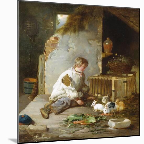 Feeding the Rabbits-Robert Farrier-Mounted Giclee Print