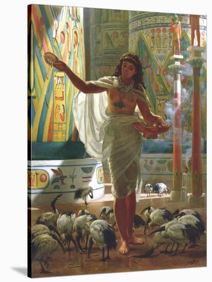 Feeding the Sacred Ibis in the Halls of Karnac-Edward John Poynter-Stretched Canvas