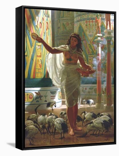 Feeding the Sacred Ibis in the Halls of Karnac-Edward John Poynter-Framed Stretched Canvas