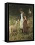 Feeding the Sheep-George S. Knowles-Framed Stretched Canvas