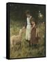 Feeding the Sheep-George S. Knowles-Framed Stretched Canvas