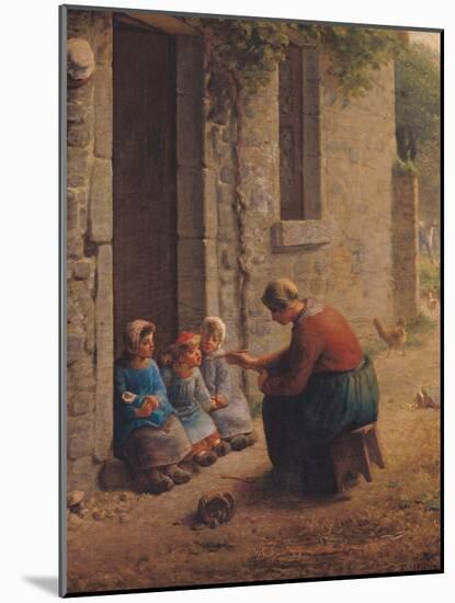 Feeding the Young, 1850-Jean-François Millet-Mounted Giclee Print