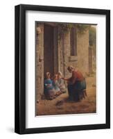 Feeding the Young, 1850-Jean-François Millet-Framed Giclee Print