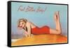 Feel Better Baby, Blonde in Red Swimsuit-null-Framed Stretched Canvas