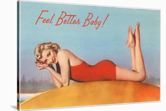 Feel Better Baby, Blonde in Red Swimsuit-null-Stretched Canvas