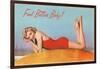 Feel Better Baby, Blonde in Red Swimsuit-null-Framed Art Print