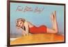 Feel Better Baby, Blonde in Red Swimsuit-null-Framed Art Print