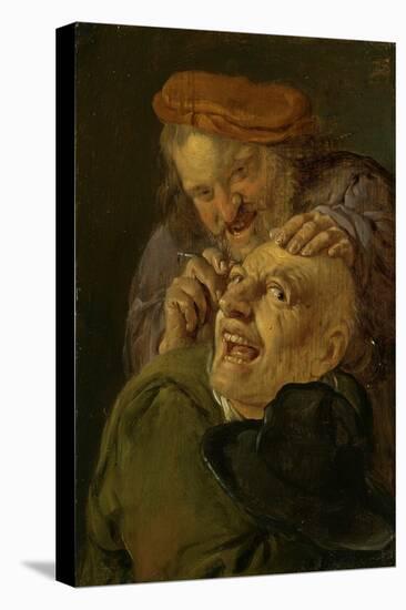 Feeling: A Barber Treating a Man. from the Series Personifications of the Five Senses, C.1635-66 (O-Petrus Staverenus-Stretched Canvas