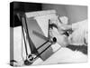 Feet of a Disabled Man Using a Drafting Board-null-Stretched Canvas