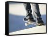 Feet on a Skateboard at the Edge of a Ramp-null-Framed Stretched Canvas