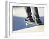Feet on a Skateboard at the Edge of a Ramp-null-Framed Premium Photographic Print