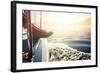 Feet on Boat Sailing at Sunrise Lifestyle-warrengoldswain-Framed Photographic Print