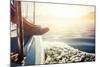 Feet on Boat Sailing at Sunrise Lifestyle-warrengoldswain-Mounted Photographic Print