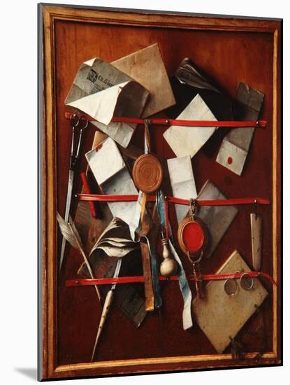 Feigned Letter Rack with Writing Implements, C.1655-Samuel van Hoogstraten-Mounted Giclee Print